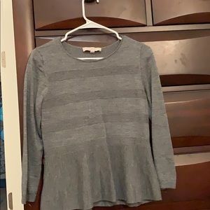 Loft Grey Knit Peplum Top
